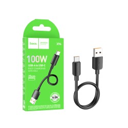 Hoco Cable X96 Hyper Type-C 100W 6A 25CM Black Hoco Cable X96 Hyper Type-C 100W 6A 25CM Black